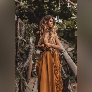 Bohemian copper Maxi skirt
